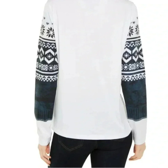BNWT Tommy Hilfiger Womens Fair Isle Long Sleeve T-Shirt  Navy - Picture 3 of 8